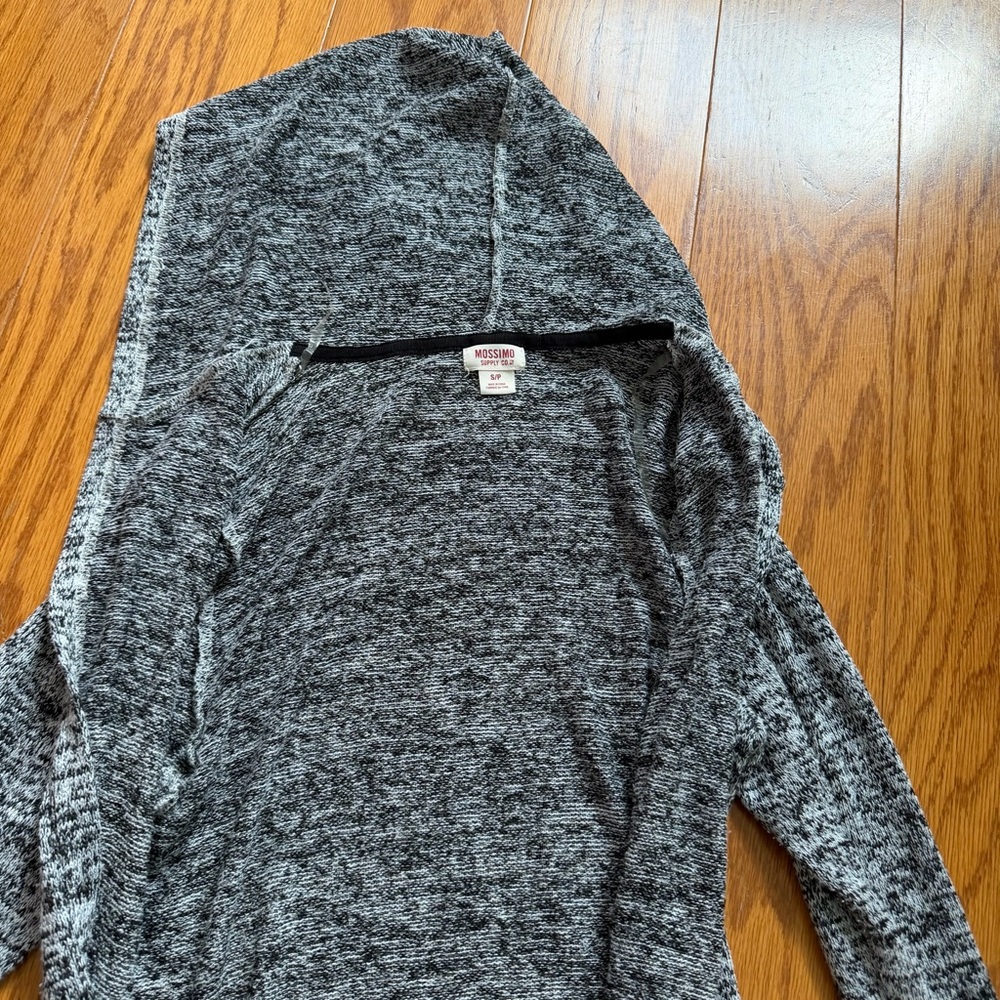 Mossimo Supply Co. Gray and Black Marled Long Hooded Cardigan sweater small